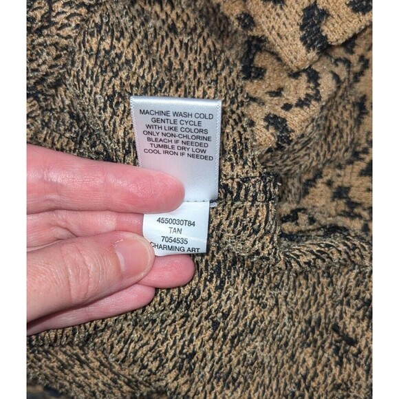 One World Cardigan S Women's Brown Leopard Animal Print Long Sleeve Pockets - Picture 9 of 9